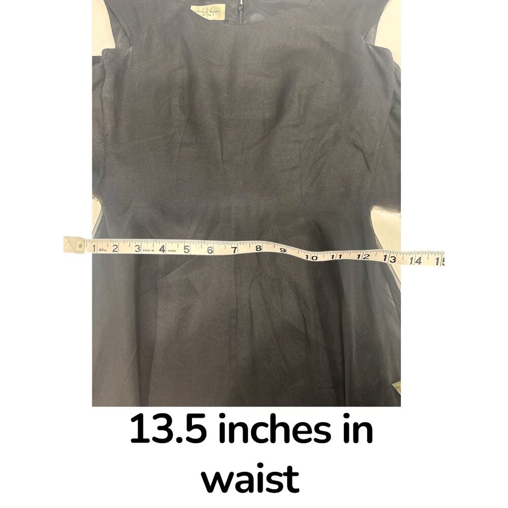 Elizabeth Wayman Black Silk Chiffon Midi Dress Tie Back USA Womens 2 - Picture 11 of 13